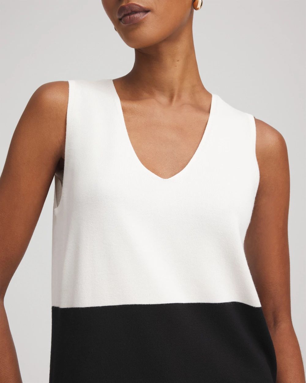 Colorblock V-neck Sweater Tank click to view larger image.