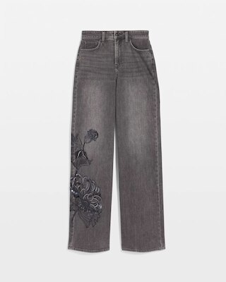 Printed High-Rise Wide-Leg Jean click to view larger image.