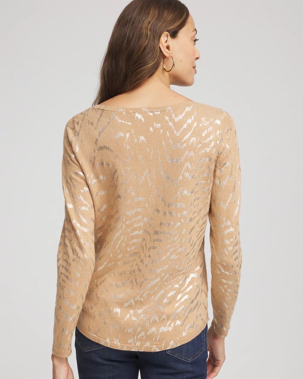 Ella Boatneck Foiled Pullover Sweater