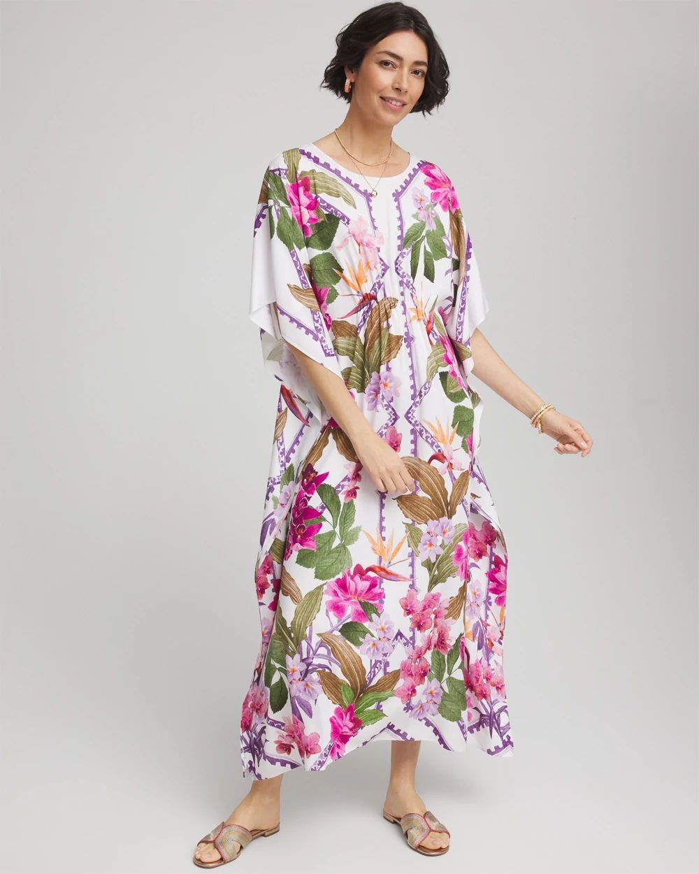 Island Cinch-Waist Kaftan Dress