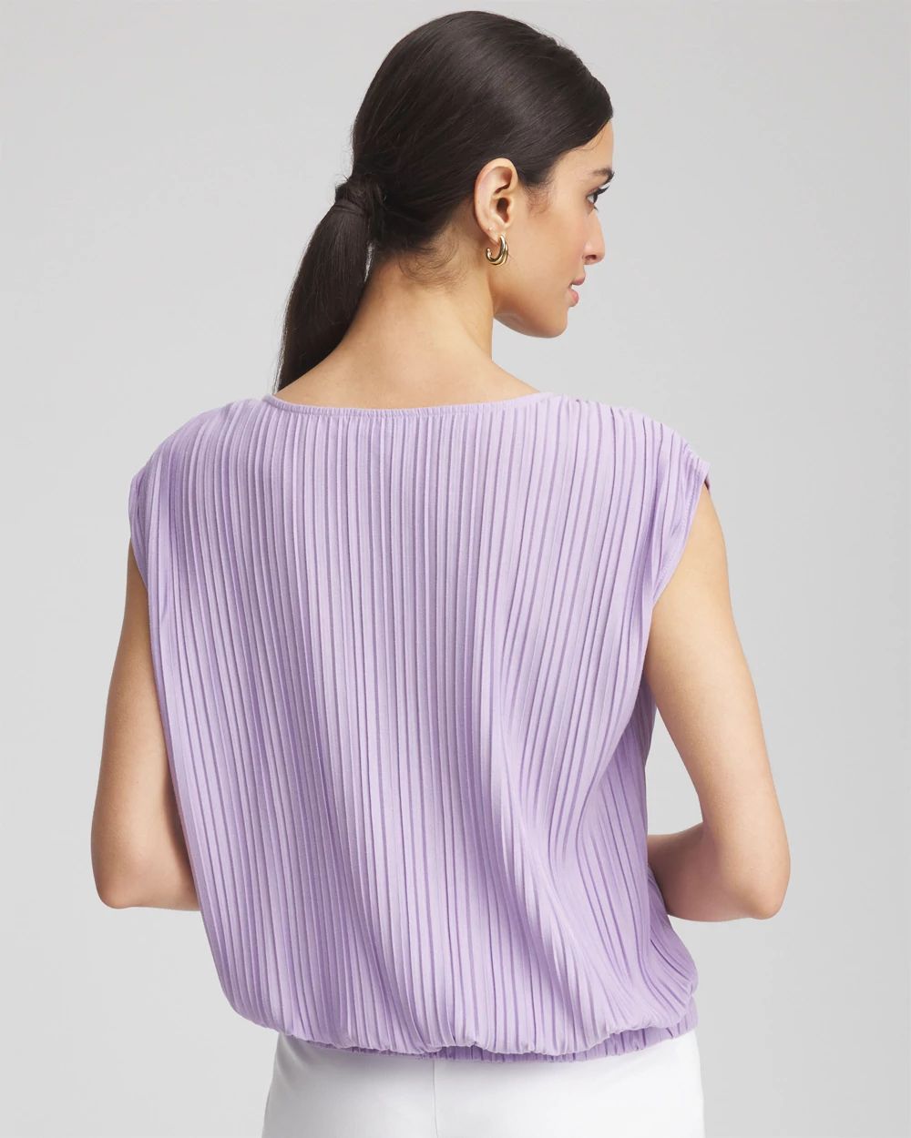 Pleated Bubble-Hem Tee