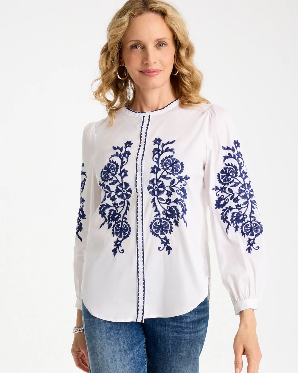 Cotton Voile Embroidered Blouse