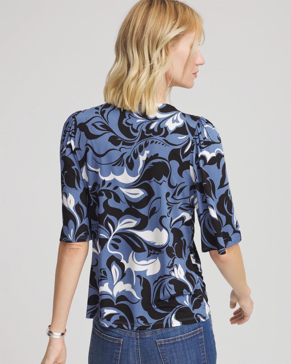 Stretch-Knit Flutter-Sleeve Tee