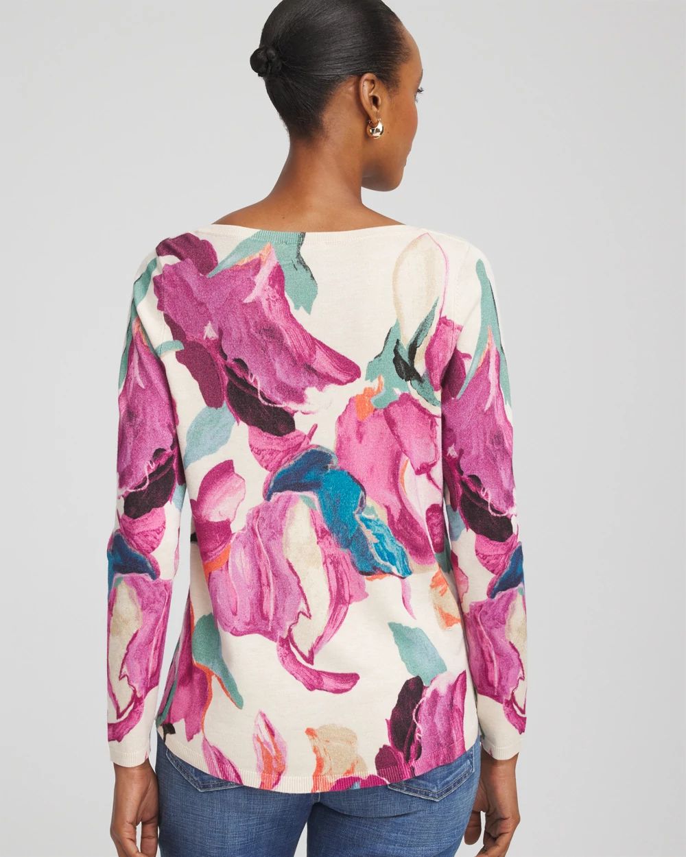 Ella Boatneck Watercolor Pullover Sweater click to view larger image.