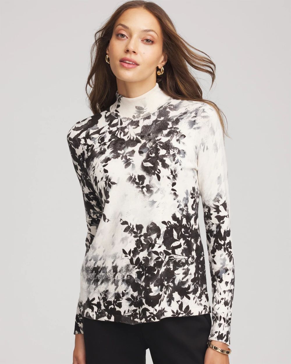 Ella Houndstooth Mockneck Sweater