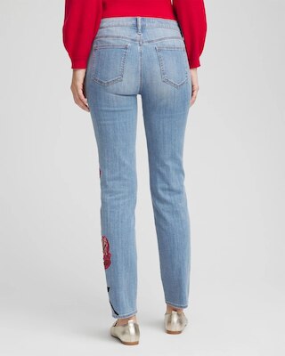Placed Floral Girlfriend Slim Ankle Jeans click to view larger image.