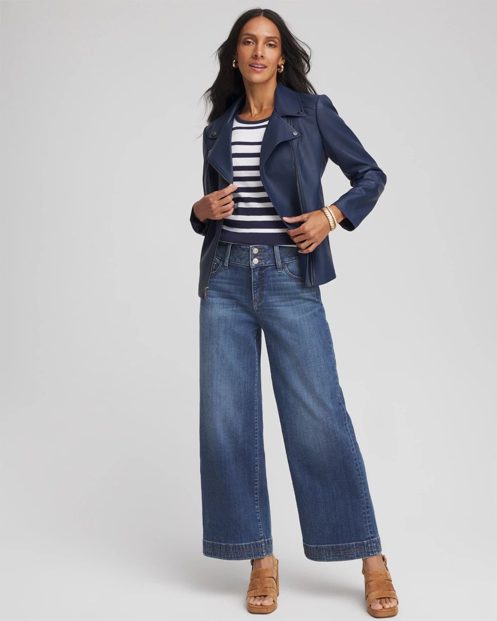 Striped Button Sleeve Pima Tee