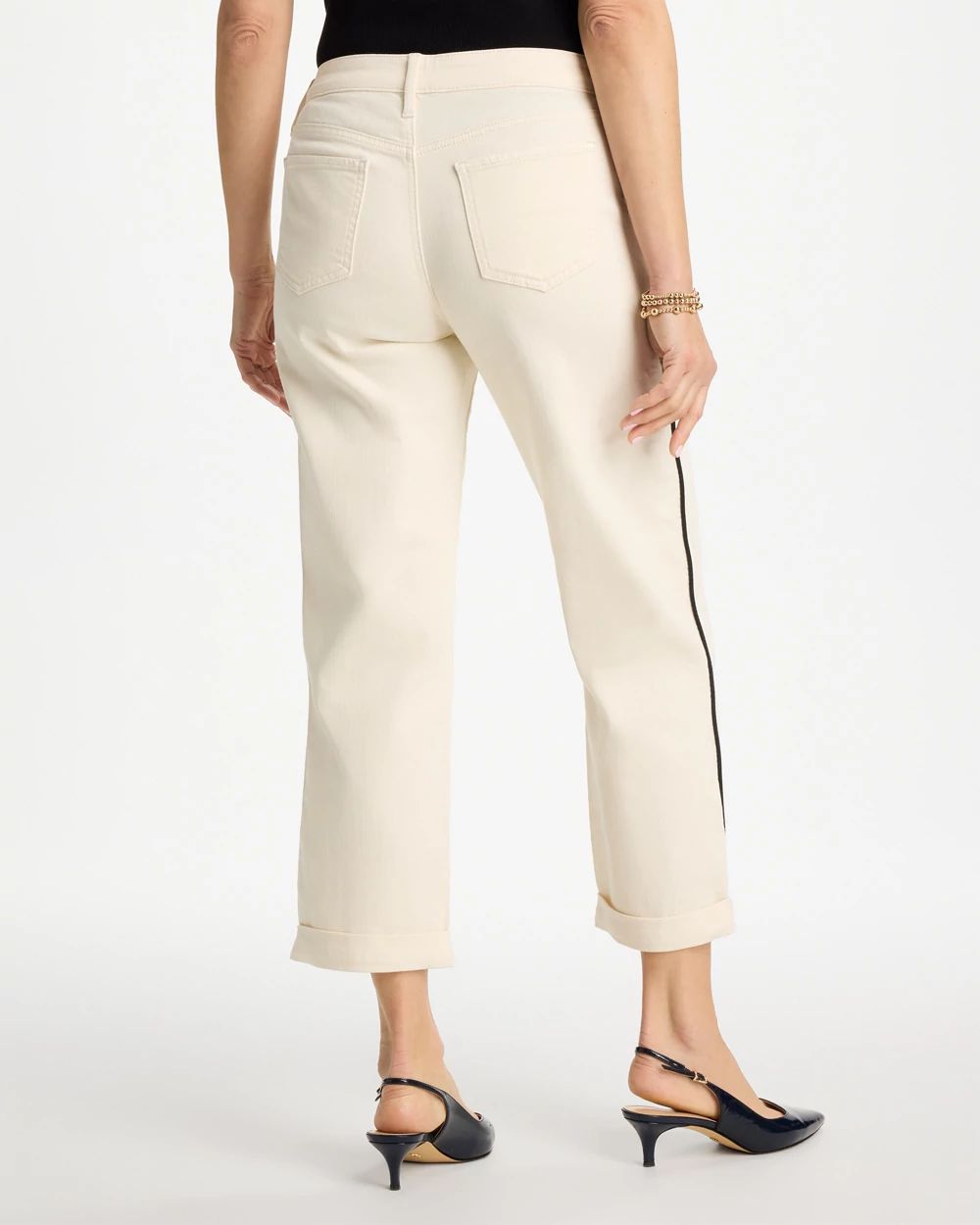 Piping Boyfriend Crop Jeans click to view larger image.