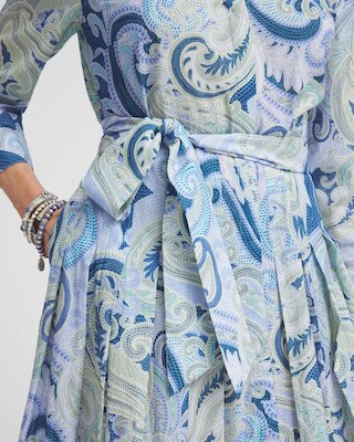 Cotton Voile Pleated-Hem Shirtdress click to view larger image.