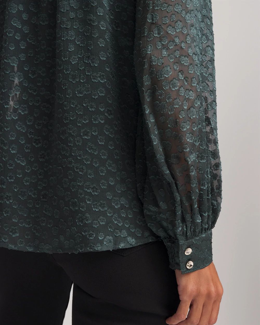 Clip-Dot Billow-Sleeve Blouse click to view larger image.