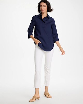 No-Stain Girlfriend Frayed Ankle Jeans click to view larger image.