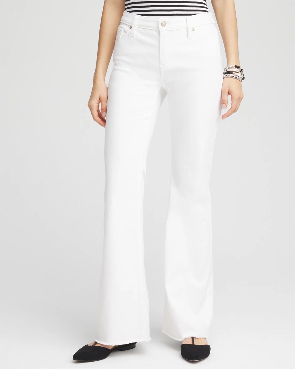 Girlfriend No Stain Frayed Flared Jeans