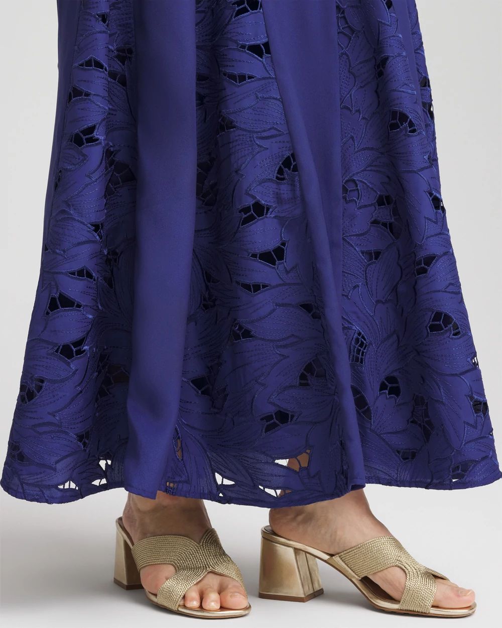 Godet Maxi Eyelet Skirt click to view larger image.