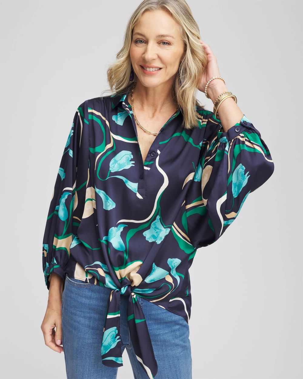 Wildflower Tie-Front Batwing Blouse