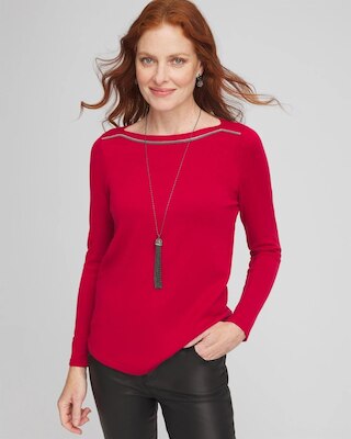 Caviar Bead Bateau Neck Sweater
