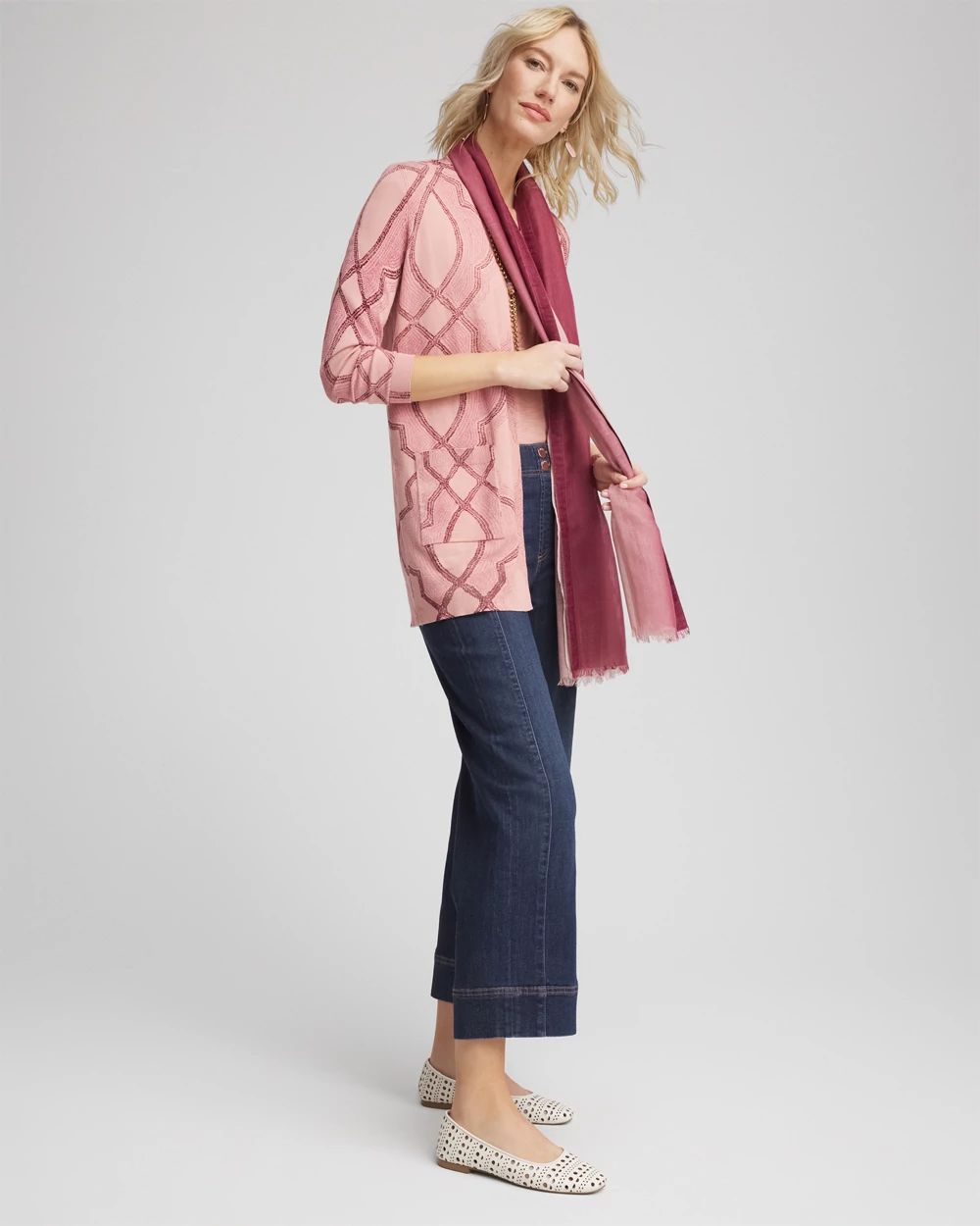 Tile Open-Front Cardigan click to view larger image.