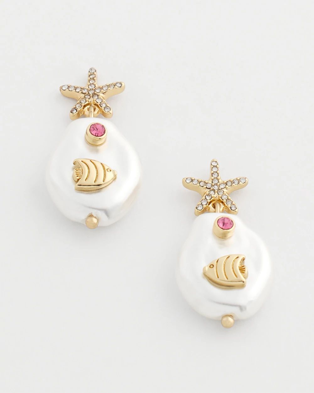 No Droop® Pearl-Effect Starfish Earrings