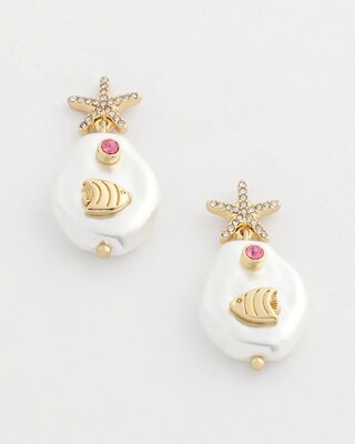 No Droop® Pearl-Effect Starfish Earrings