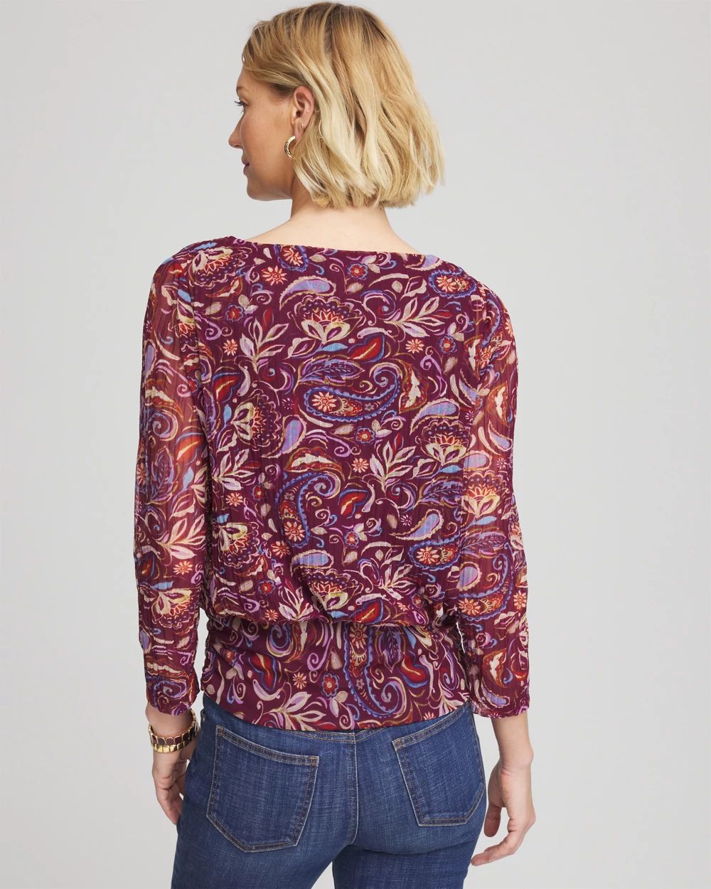Paisley Textured Banded-Hem Top click to view larger image.