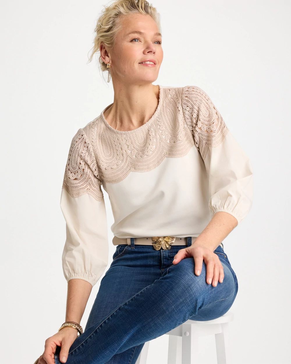 Lace Crochet Sleeve Tee