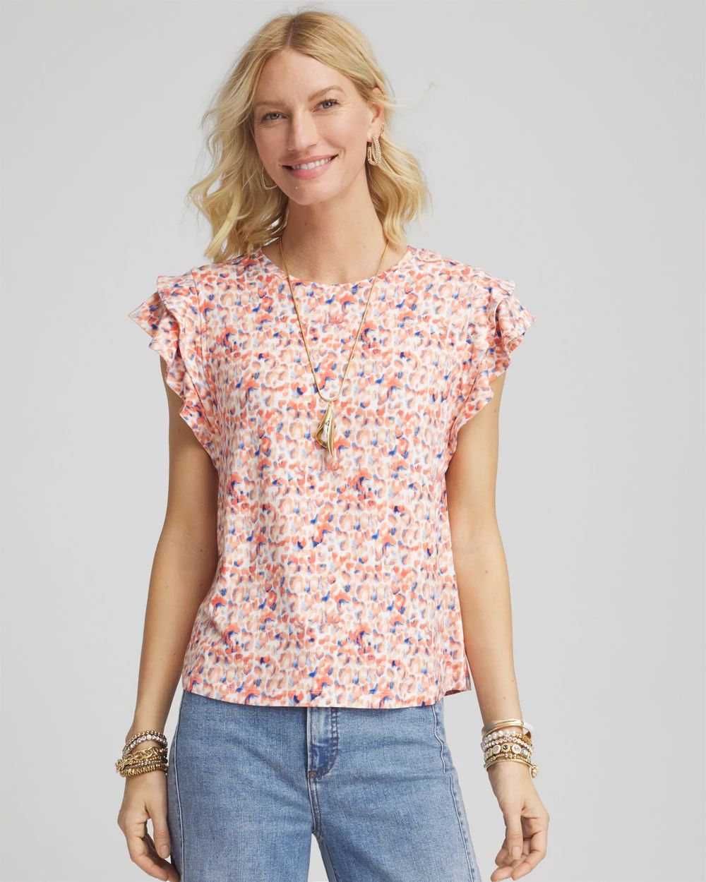 Touch of Cool™ Tiered Flutter Sleeved Tee