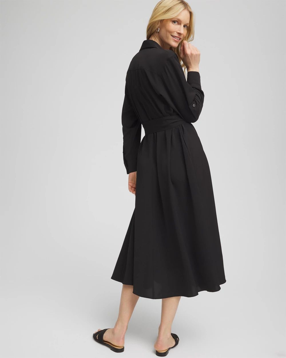 Twill Belted Midi Shirtdress click to view larger image.