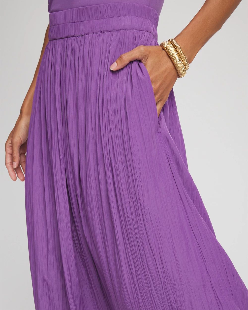 Pull-on Pleated Maxi Skirt click to view larger image.