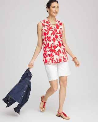 Floral Sleeveless V-Neck Tunic click to view larger image.