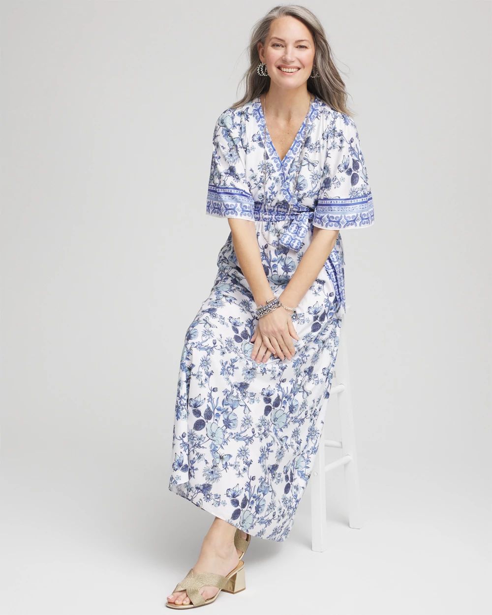 Petite Surplice Matte Satin Maxi Dress