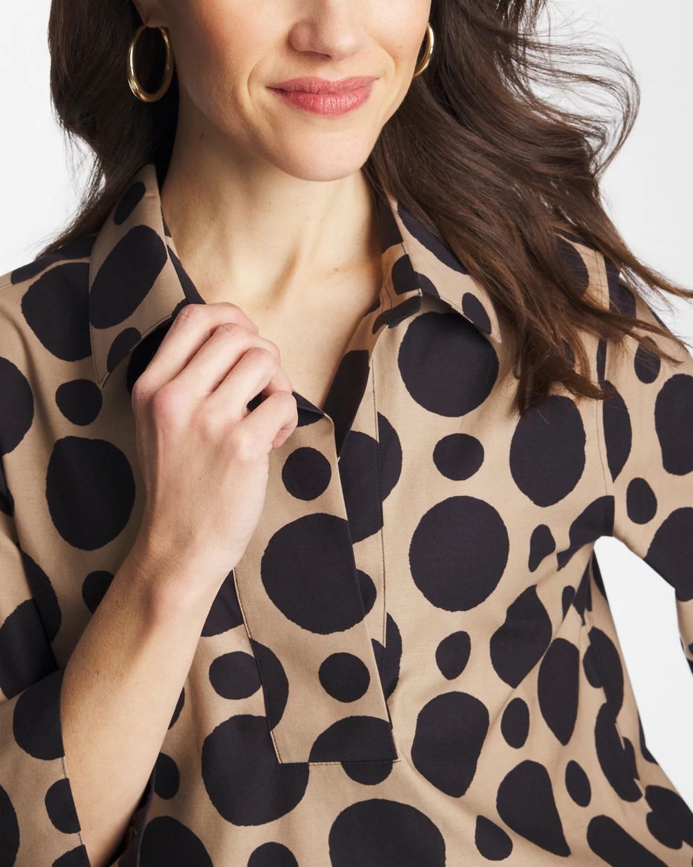 No Iron™ Stretch Global Dots Popover Tunic click to view larger image.