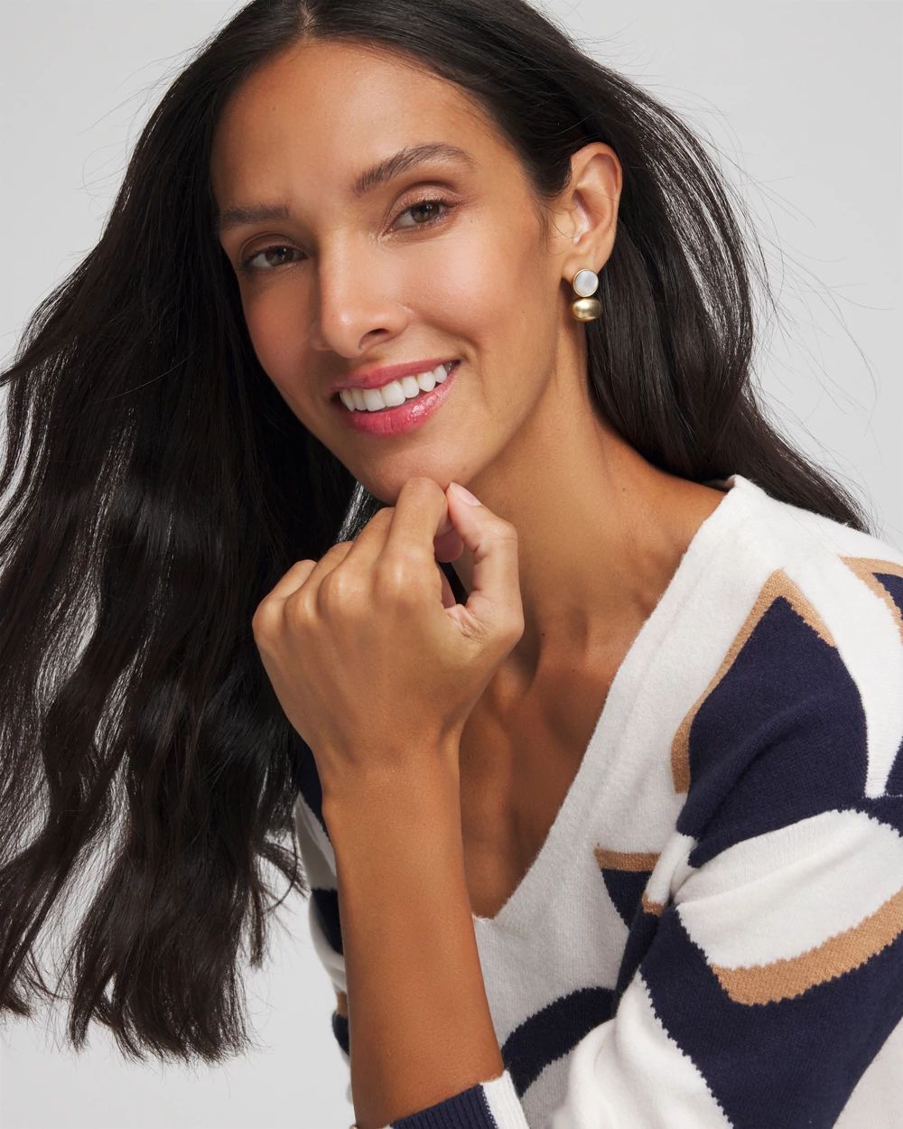 White & Gold Mini Stud Earrings