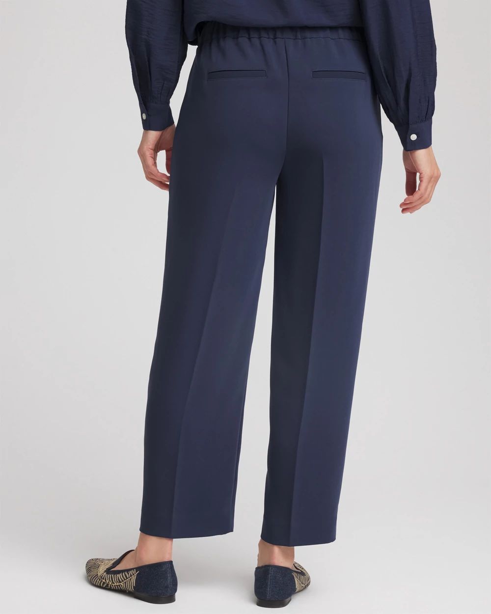 Stretch Crepe Tapered Ankle Pants