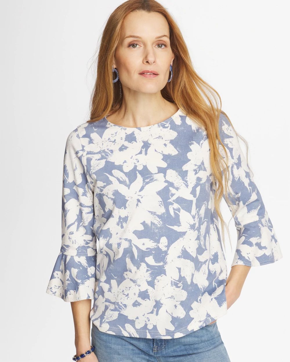 Printed Bell Sleeve Top