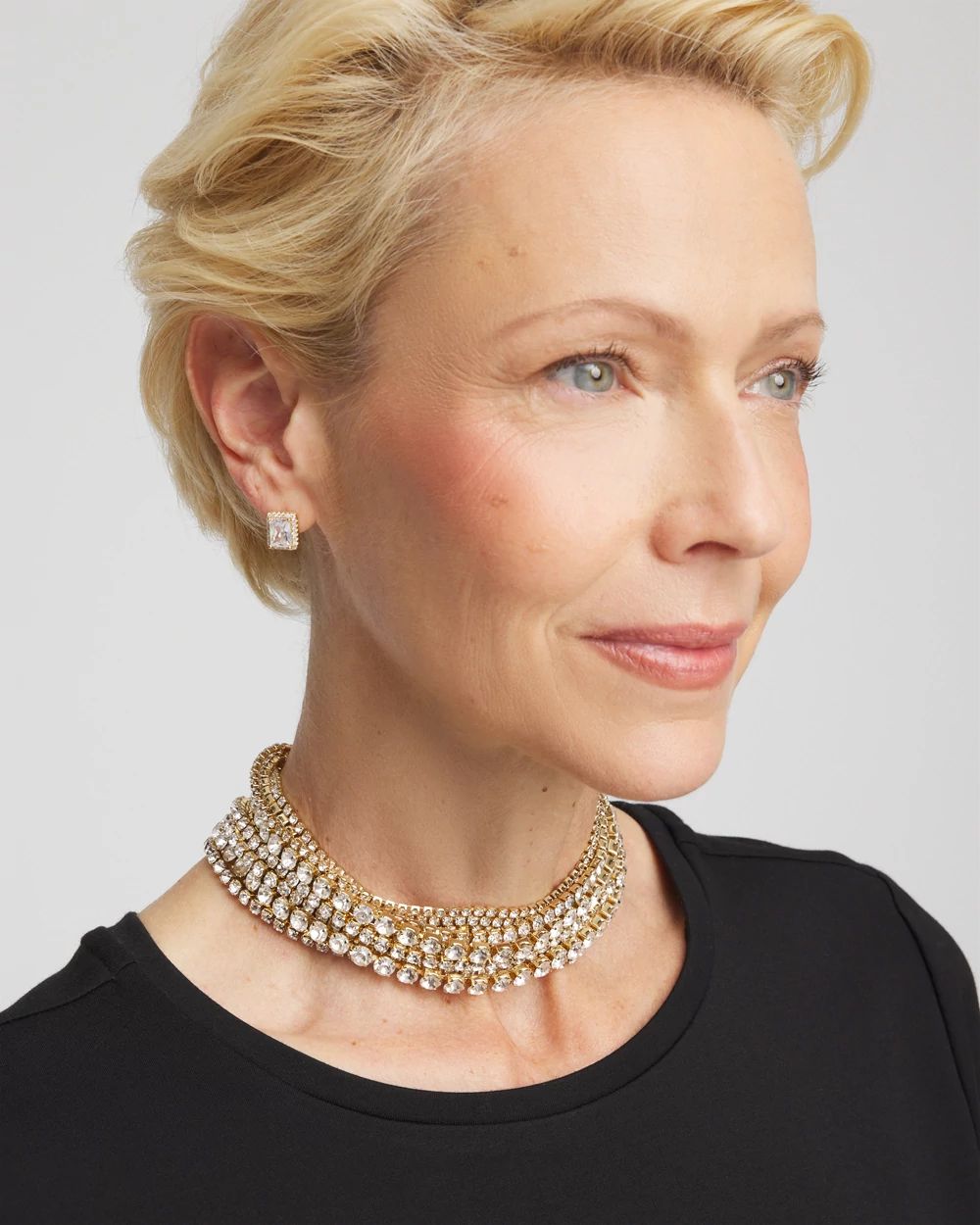 Multistrand Crystal Choker Necklace