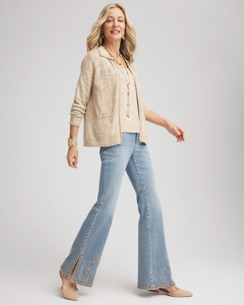 Pointelle Lace Scallop Cardigan click to view larger image.