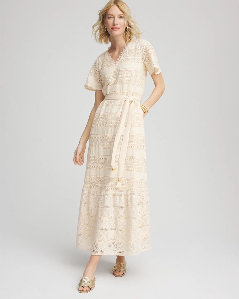 Petite Crochet-Lace Maxi Dress