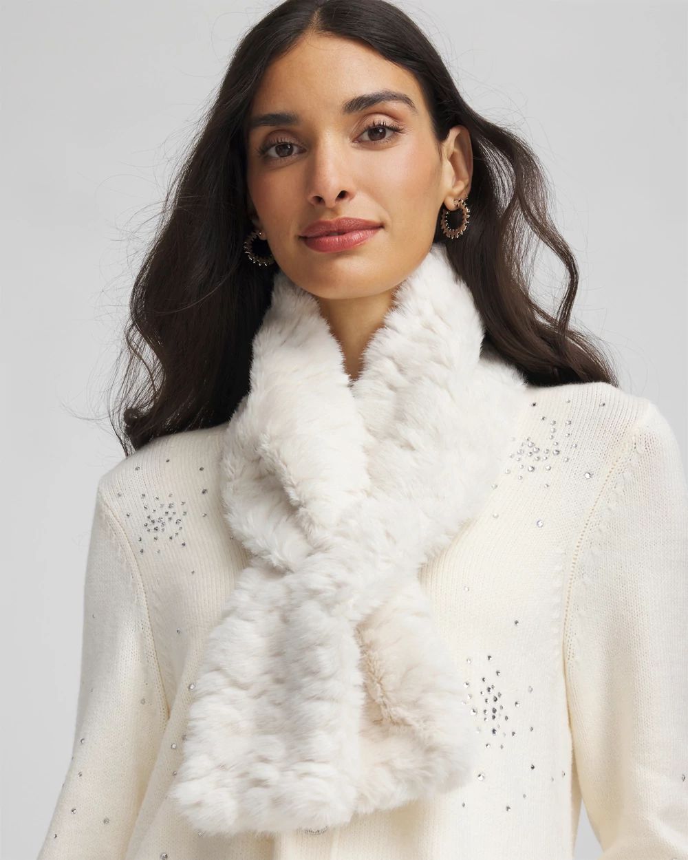 Cream Pull Through Scarf