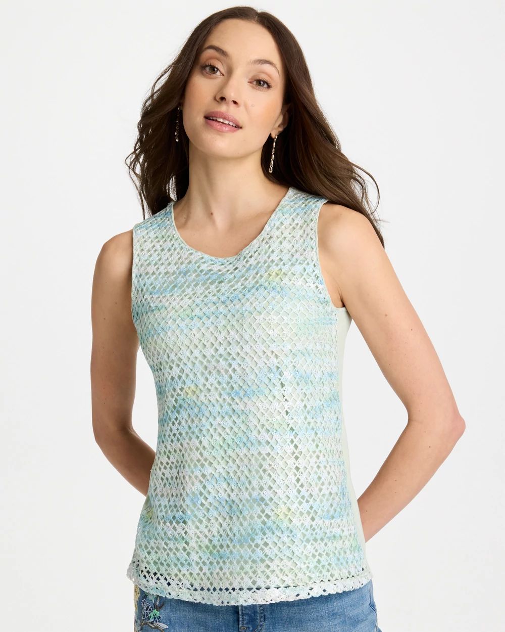 Mermaid Sequin Mesh Crochet Tank