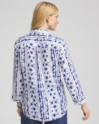 No Iron™ Star Print Linen Shirt click to view larger image.