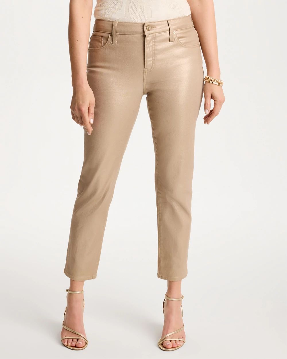 Girlfriend Slim Coated Crop Jeans
