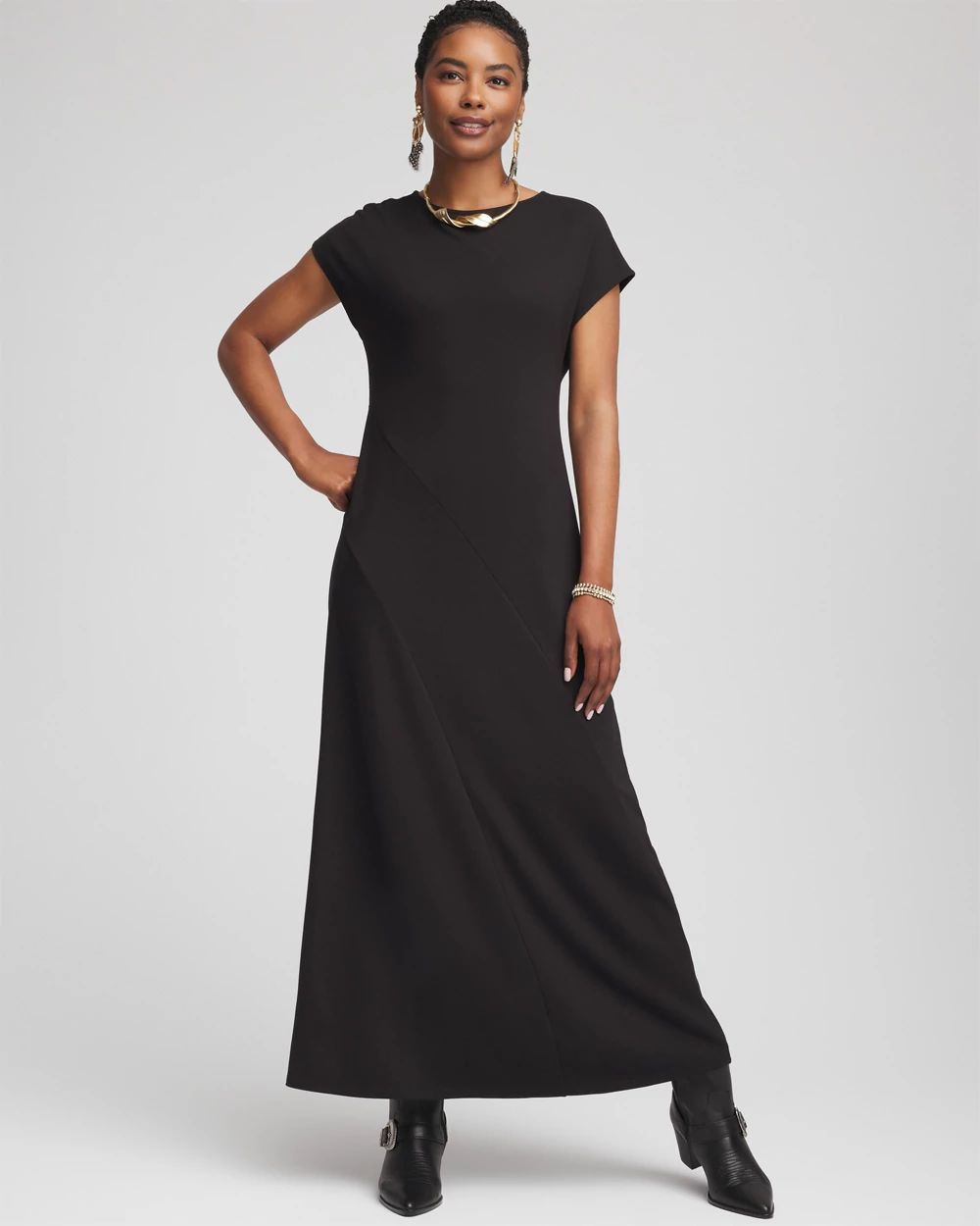 Dolman-Sleeve Ponte  Maxi Dress