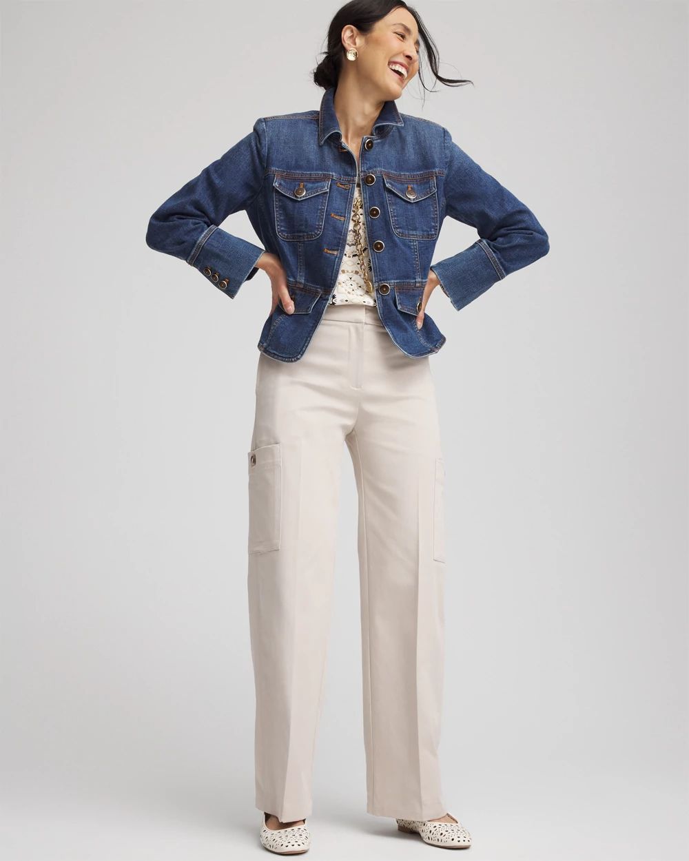 Petite Sateen Cargo Pants