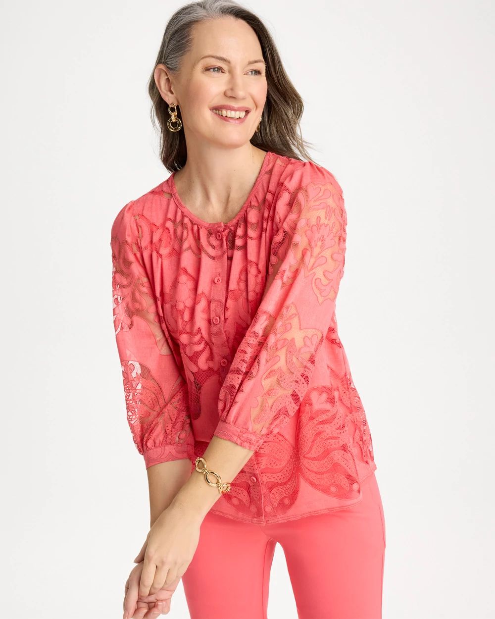 Lace Burnout Blouse