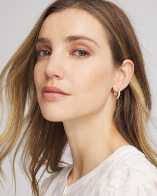 Goldtone Cubic Zirconia Hoop Earrings click to view larger image.