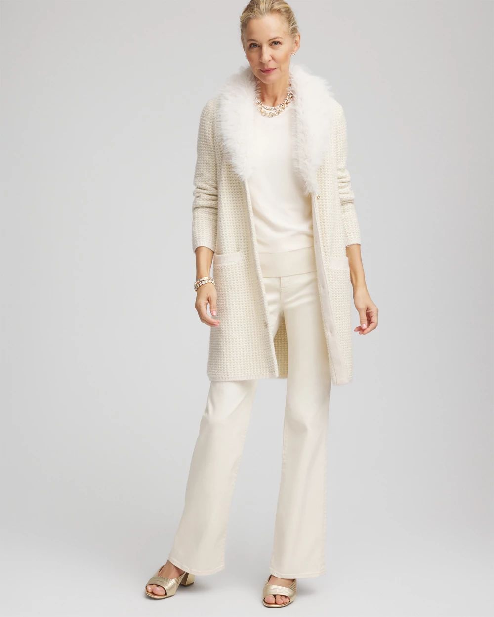 Fur Trim Cardigan click to view larger image.