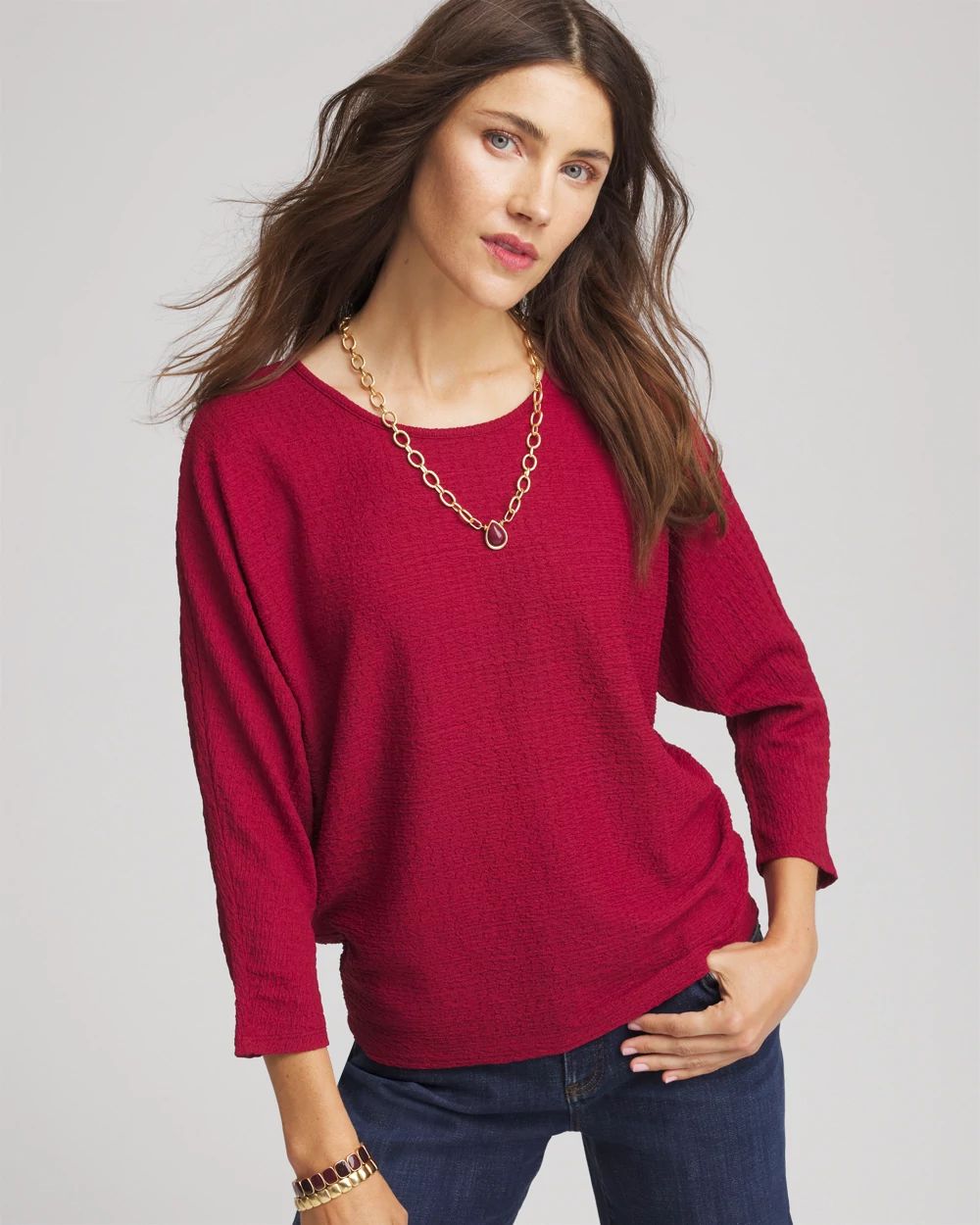 Textured Tapered-Hem Top