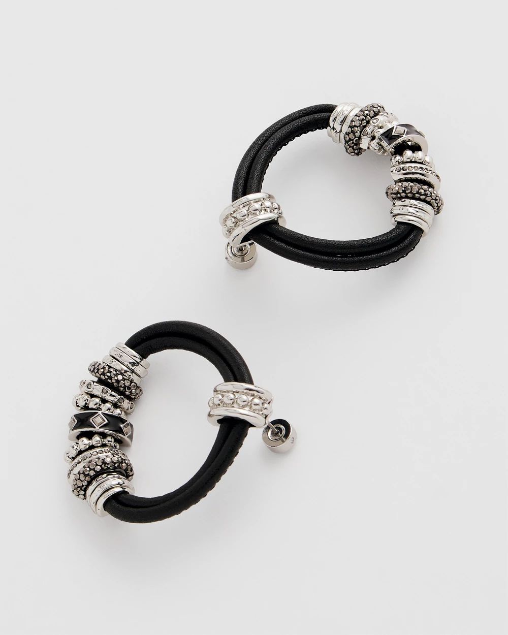 Black & Silvertone Charm Earrings