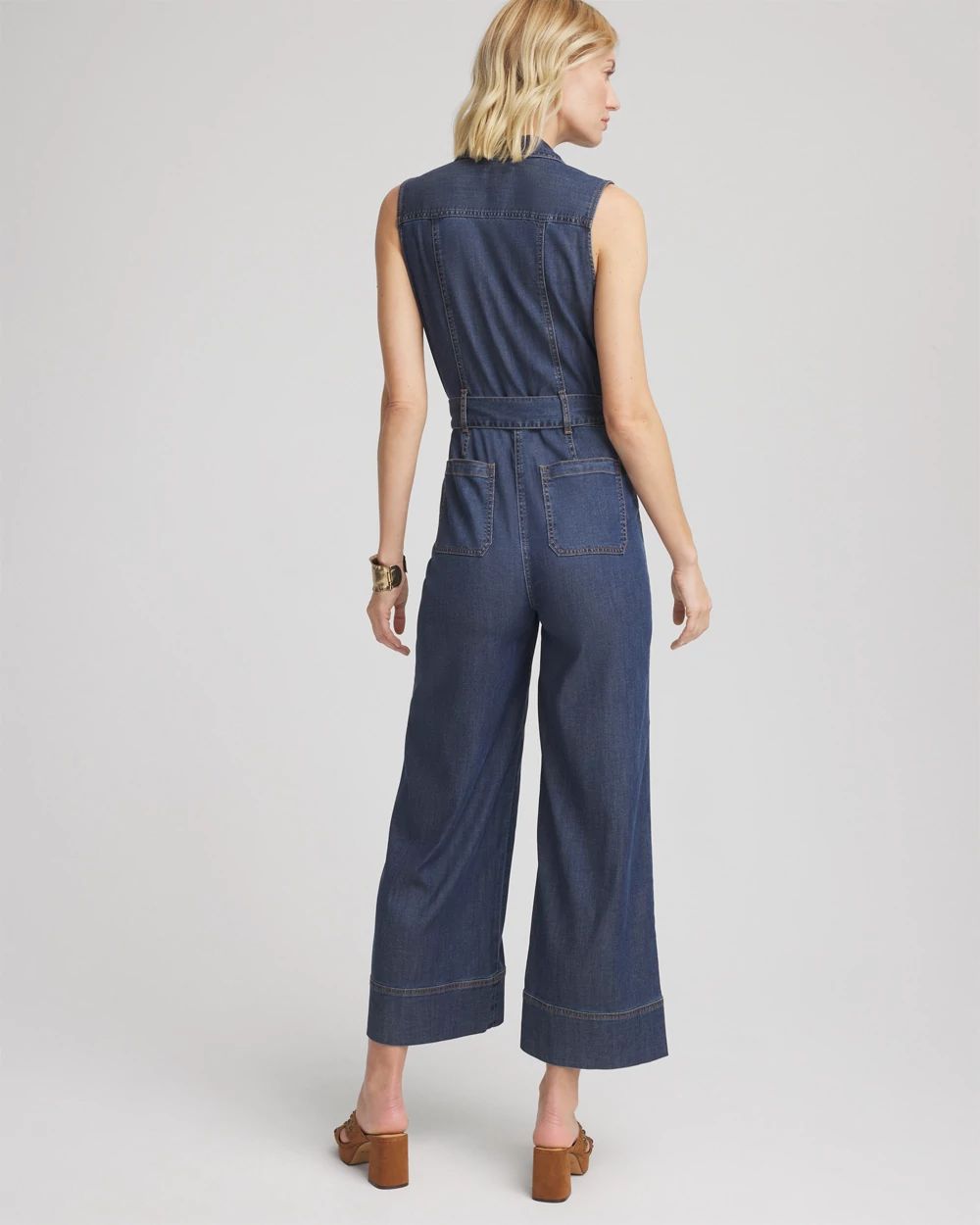 Denim Wide-Leg Jumpsuit click to view larger image.