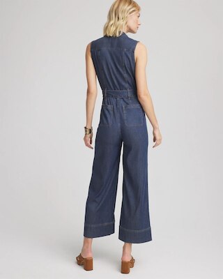Denim Wide-Leg Jumpsuit click to view larger image.