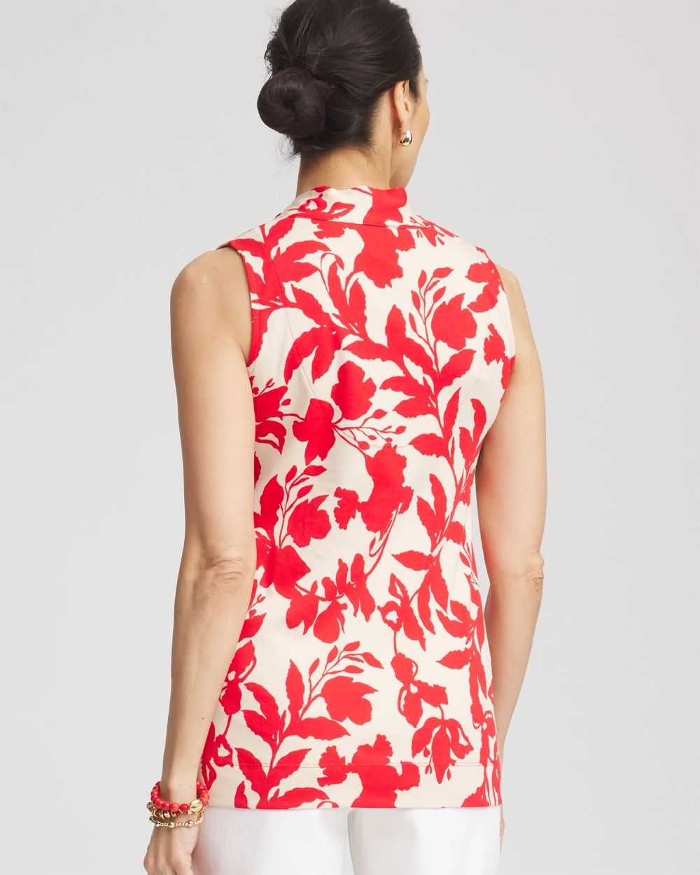 Floral Sleeveless V-Neck Tunic click to view larger image.